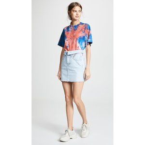 NEW Jean Atelier Flip Denim Mini Skirt Blue‎ Light Wash Foldover Jean Cut Off 25